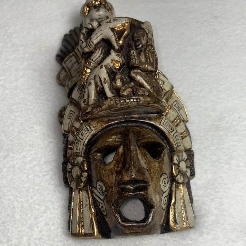 VINTAGE, hand crafted, MEXICANA Brown and Gold Wall Masks